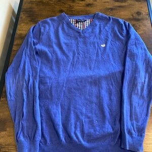 Southern Marsh Mens Blue V-Neck Sweater